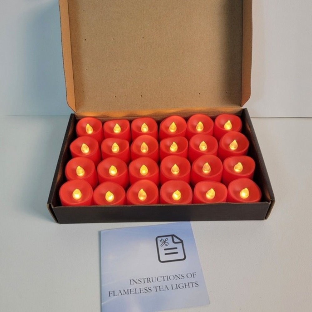 Homemory‎ 24 Pack Red Flameless LED Tea Lights Flickering Battery Operated